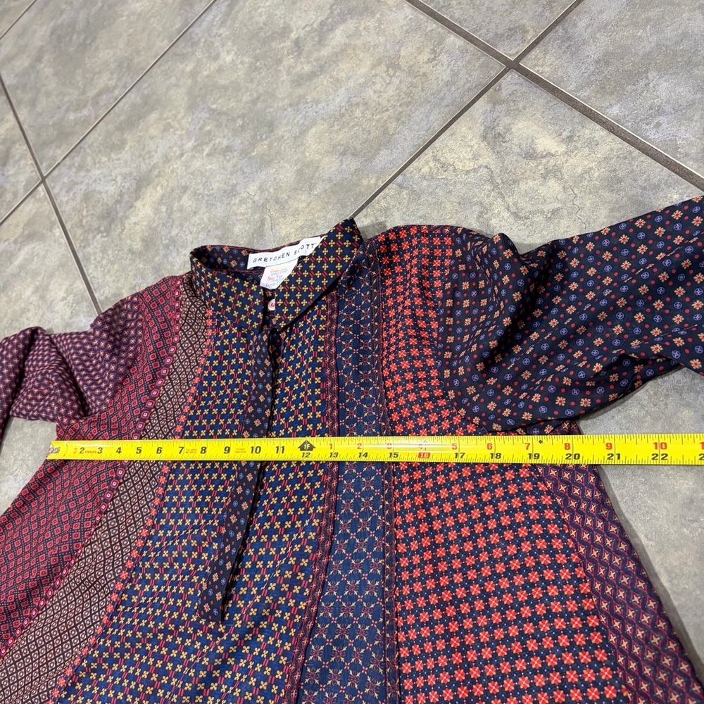Gretchen Scott Multicolored Sheer Print Blouse Top Womens Sz S Casual Nightout - Picture 10 of 13